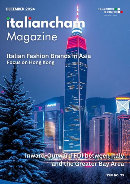 Cover of ItalianCham Magazine issue 23, December 2024: Italian Fashion Brands in Asia, Focus on Hong Kong